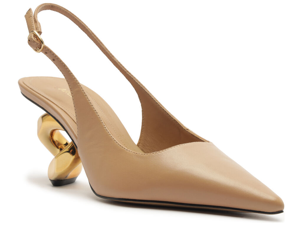 scarpin arezzo bege couro salto geometrico slingback-2