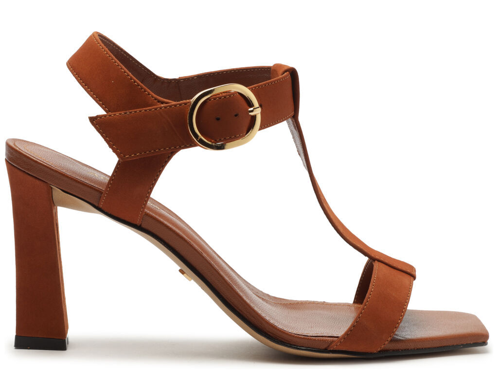 sandalia arezzo t-strap arezzo caramelo fivela bold salto geometrico-1