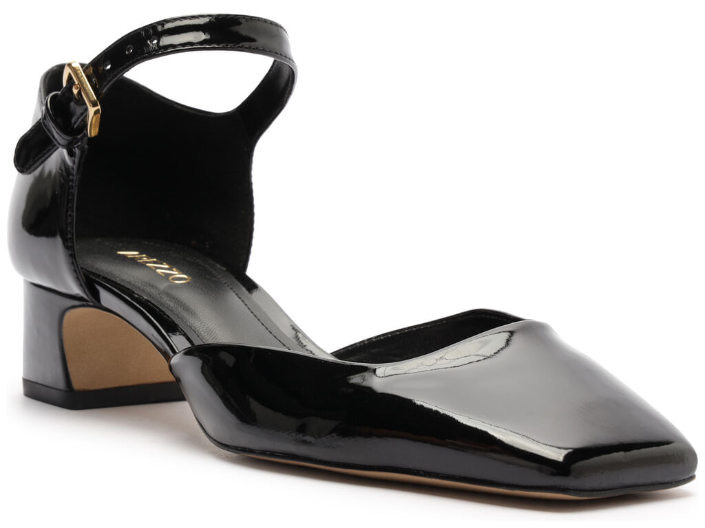 scarpin arezzo preto verniz com bico quadrado salto baixo-2