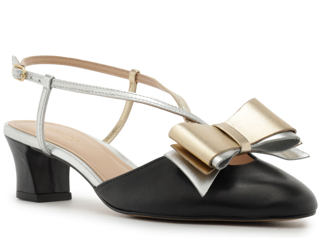 scarpin arezzo preto couro salto baixo slingback laco-2
