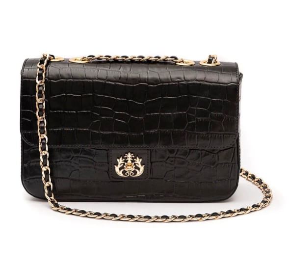 bolsa isla anne jumbo em couro natural maxi croc preto ouro-1