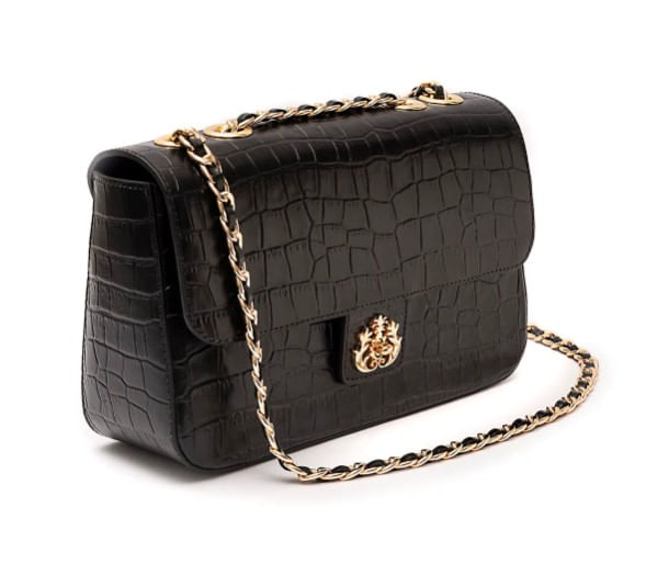 bolsa isla anne jumbo em couro natural maxi croc preto ouro-2