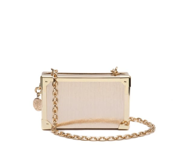 clutch isla trunk couro metalizado specchio ouro§-1