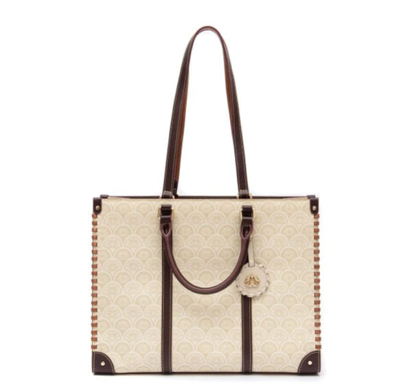 bolsa tote isla sirena monograma canvas creme§-2