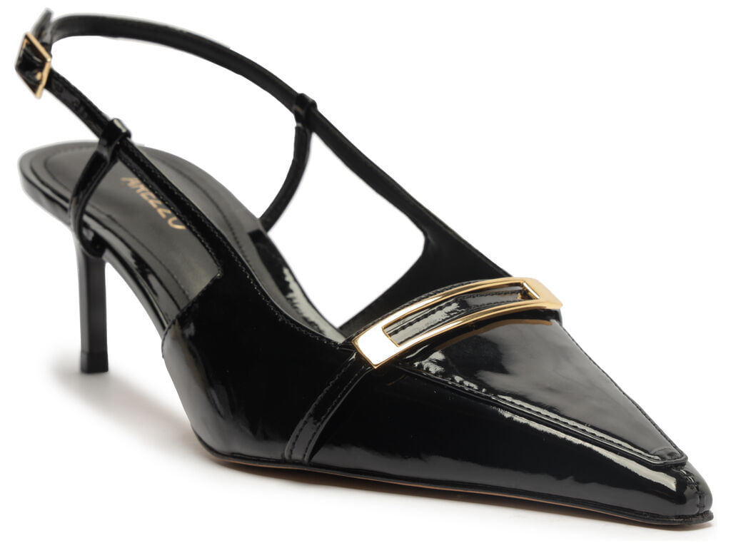 scarpin arezzo slingback preto verniz fivela dourada-2