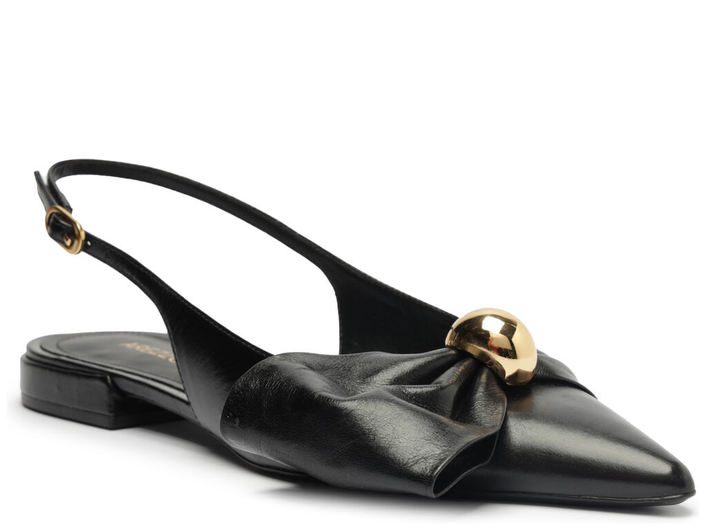 sapatilha arezzo slingback couro preto laco e detalhe dourado-2