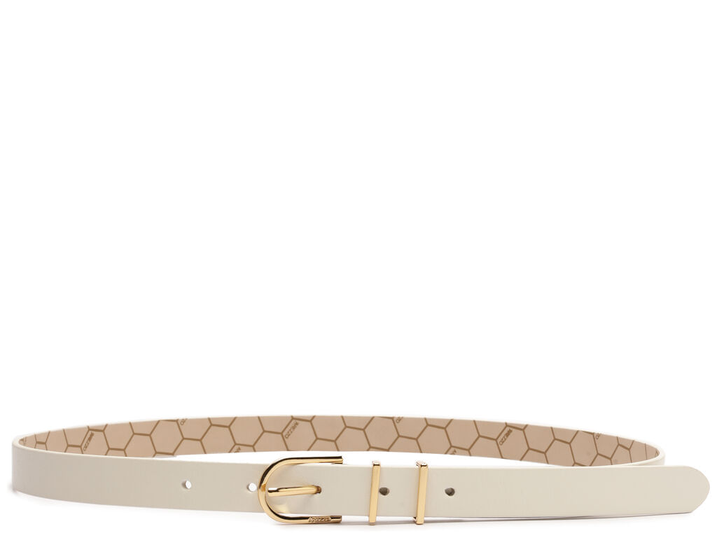 cinto arezzo branco couro fino fivela metal oval-1