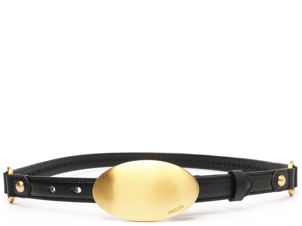 cinto arezzo preto couro fivela maxi metal-1