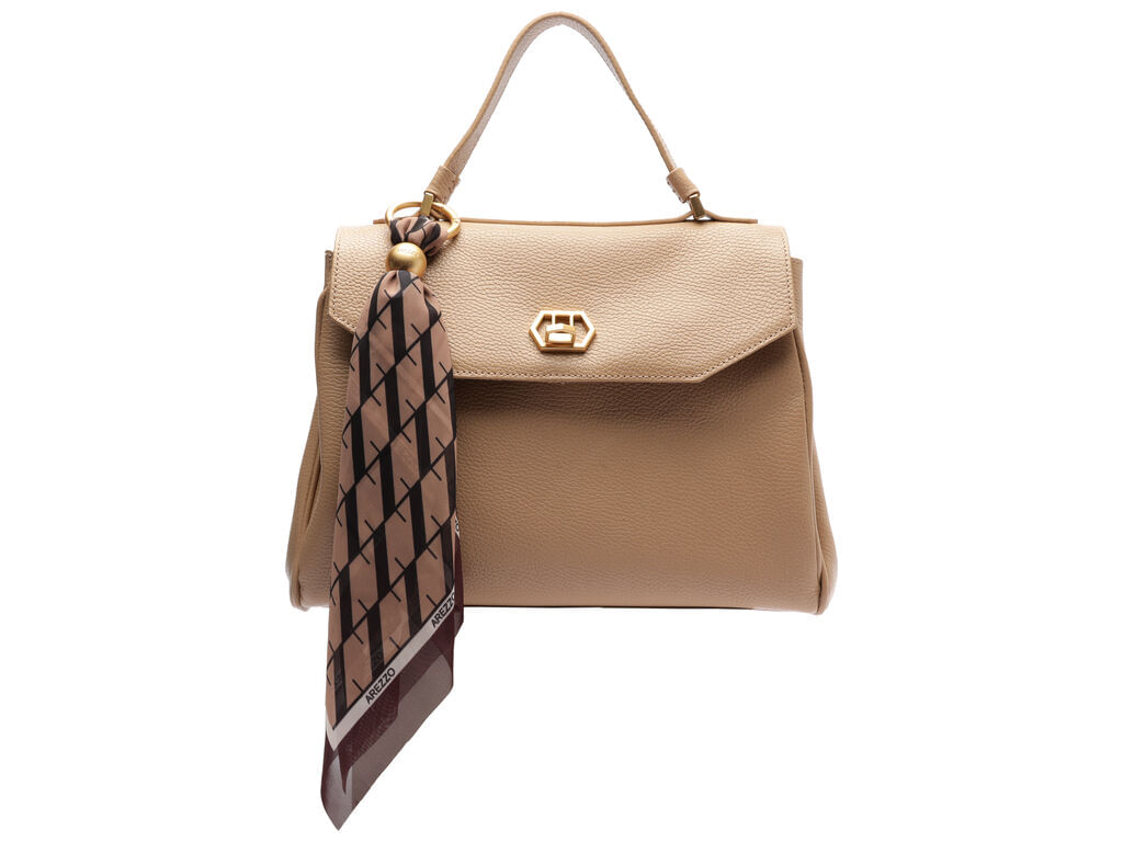 bolsa arezzo satchel bege couro media lenco-1