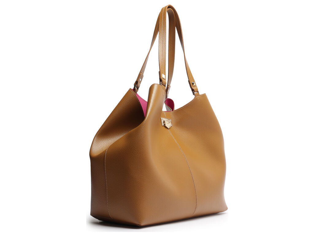 bolsa arezzo shopping caramelo grande encaixe metal-2