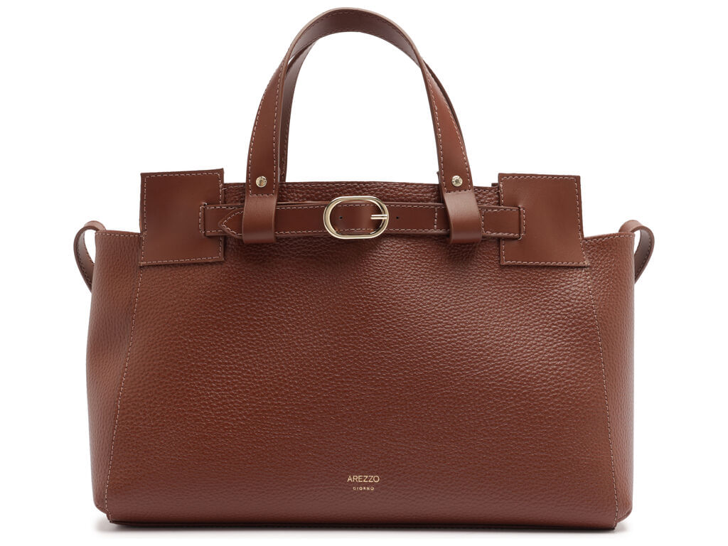 bolsa arezzo tote marrom texturizada media-1