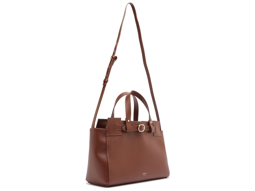 bolsa arezzo tote marrom texturizada media-2