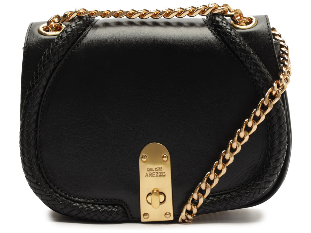 bolsa arezzo shoulder bag preta pequena detalhe trancado-1