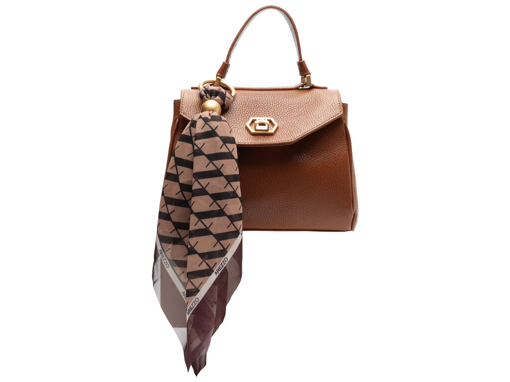 bolsa arezzo satchel caramelo couro pequena lenco-1