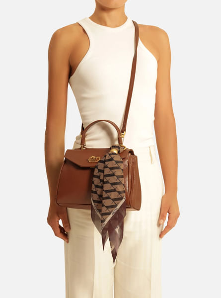 bolsa arezzo satchel caramelo couro pequena lenco-2