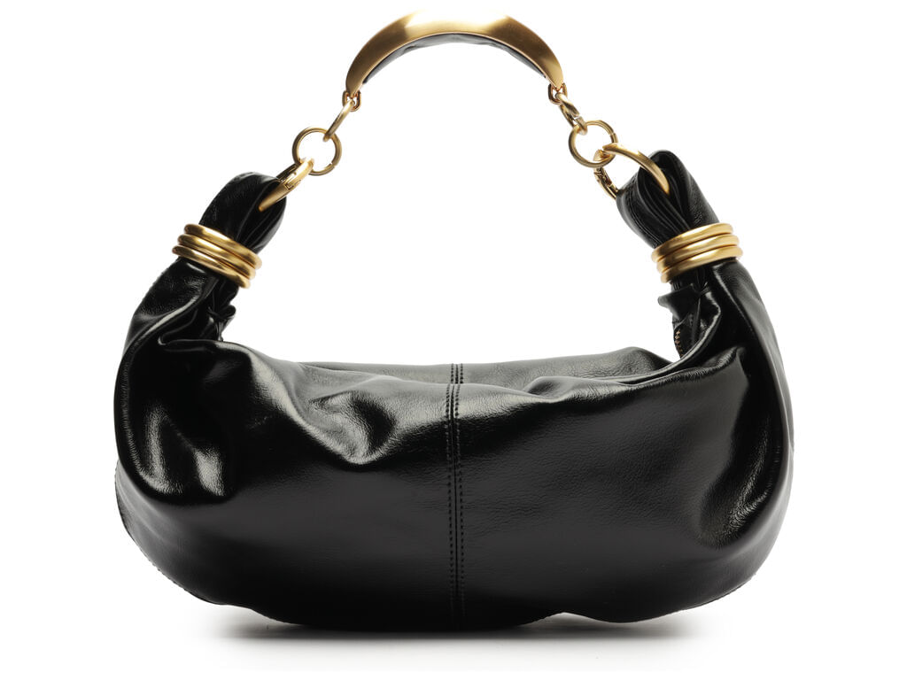 bolsa arezzo tiracolo preta couro media alca argolas-1