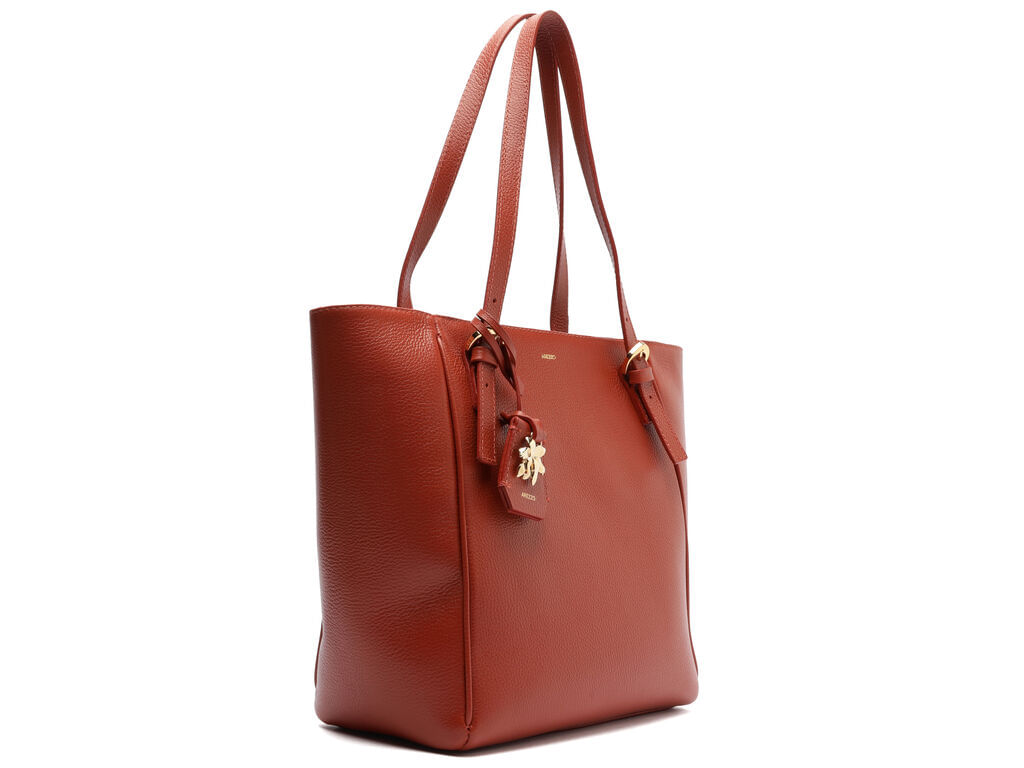 bolsa arezzo tote laranja couro media metal flor-2