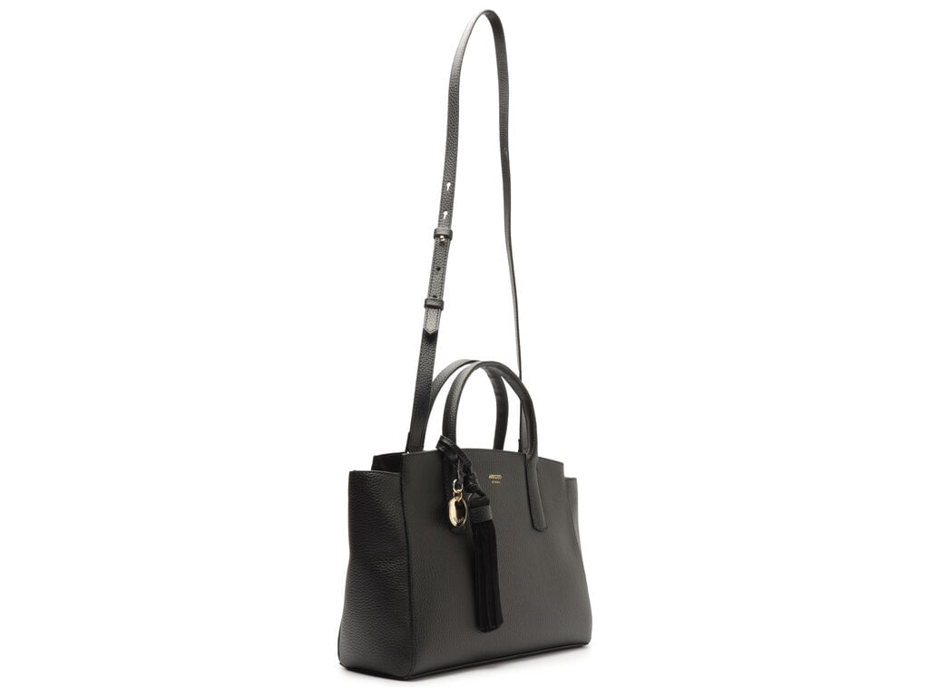 bolsa arezzo tote preta grande pingente tassel-2