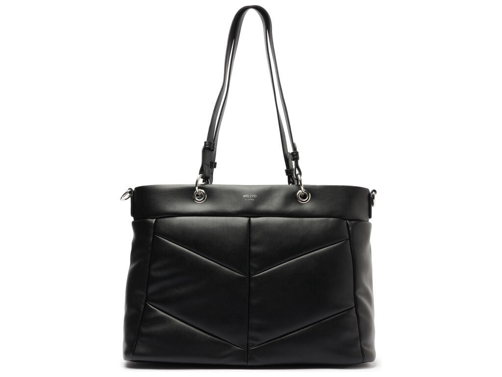 bolsa arezzo tote preta grande alcas duplas detalhes geometricos-1