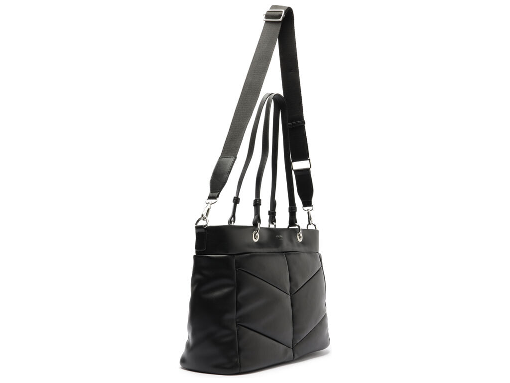 bolsa arezzo tote preta grande alcas duplas detalhes geometricos-2