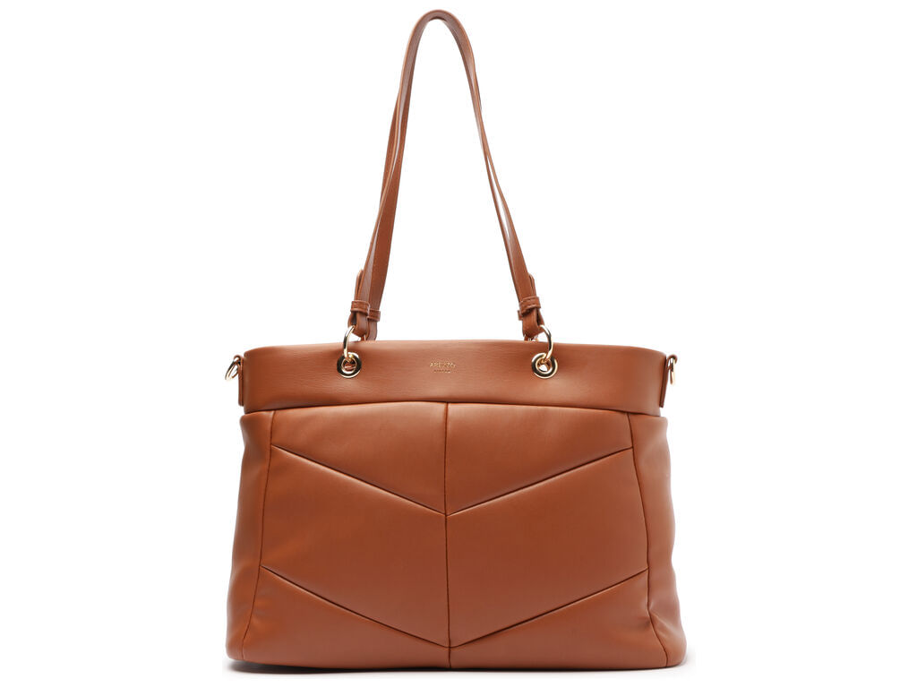 bolsa arezzo tote caramelo grande alcas duplas detalhes geometricos-1