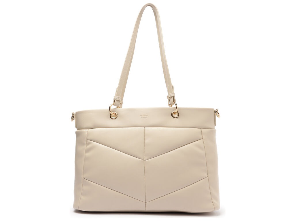 bolsa arezzo tote off-white grande alcas duplas detalhes geometricos-1