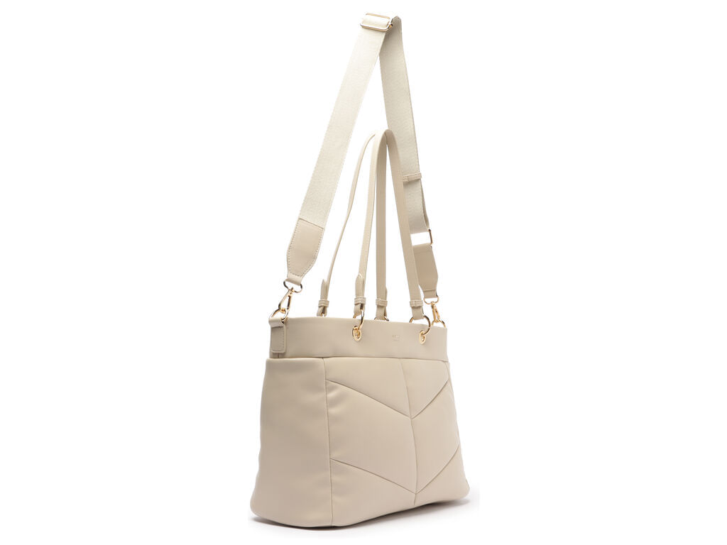 bolsa arezzo tote off-white grande alcas duplas detalhes geometricos-2