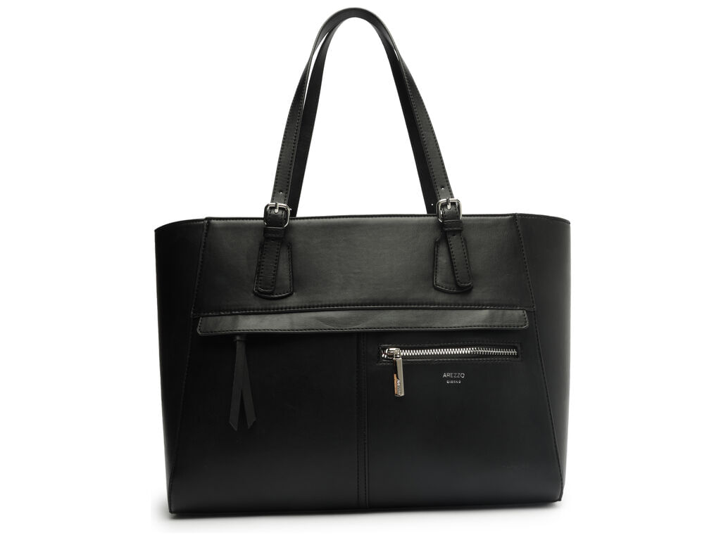 bolsa arezzo tote preta grande ziper externo-1