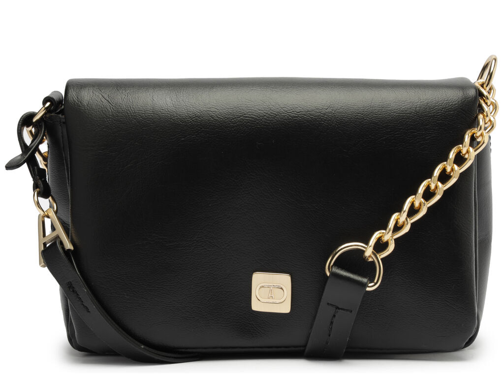 bolsa anacapri tiracolo preta corrente dourada pequena-1