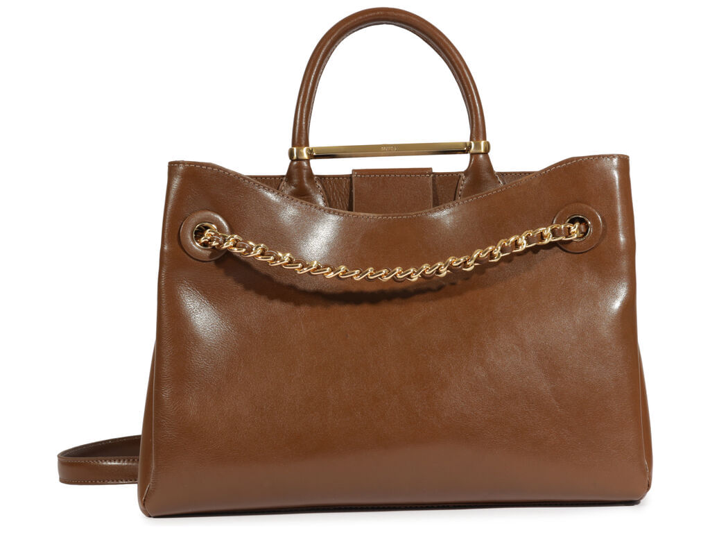 bolsa schutz tote crush couro marrom grande corrente-1
