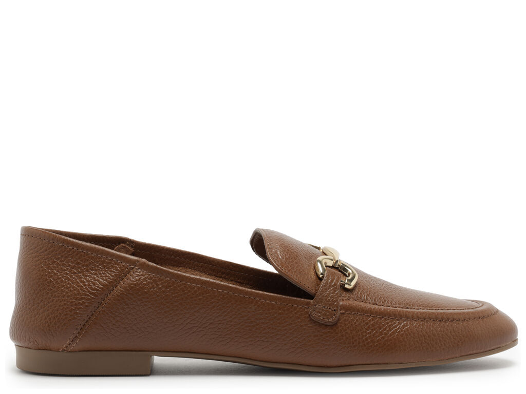 mocassim arezzo caramelo couro bridao metalico basico-1