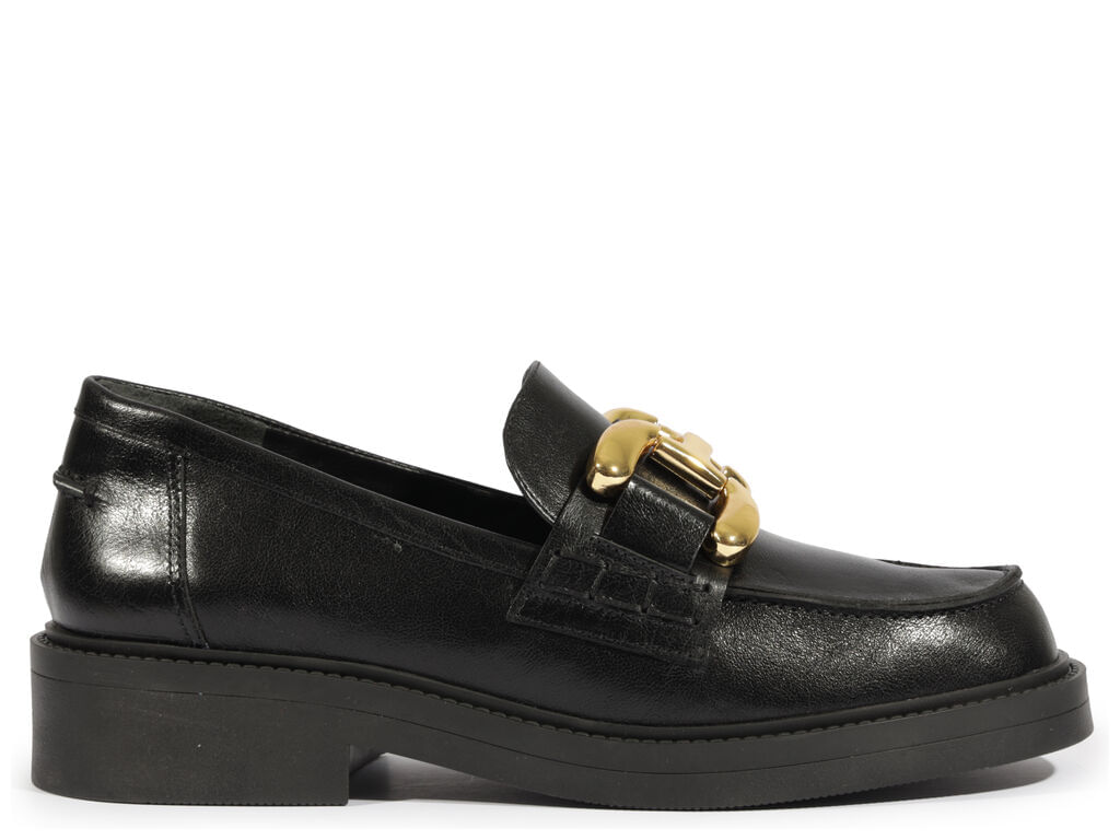 mocassim schutz loafer dylan chain couro preto-1
