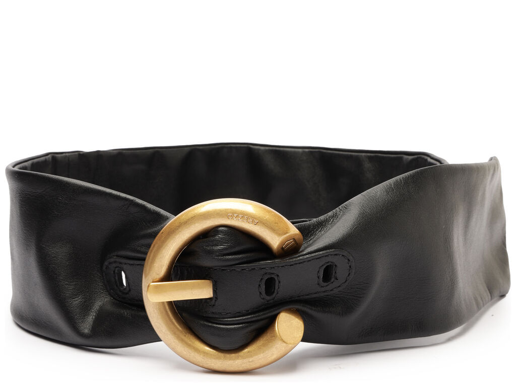 cinto arezzo preto couro soft fivela redonda largo-1