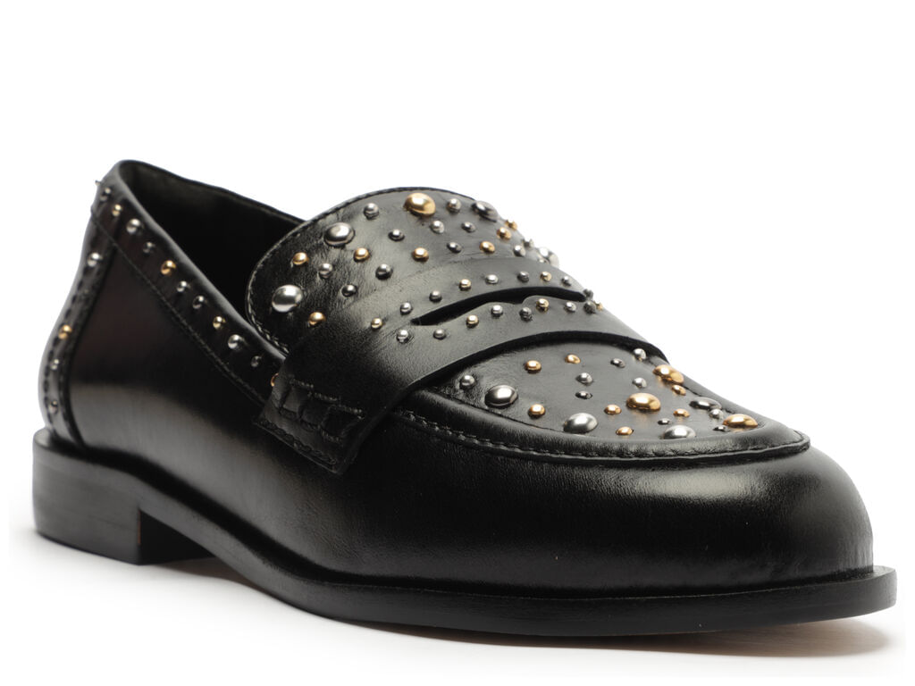 mocassim arezzo preto couro bico redondo aplicacoes-2