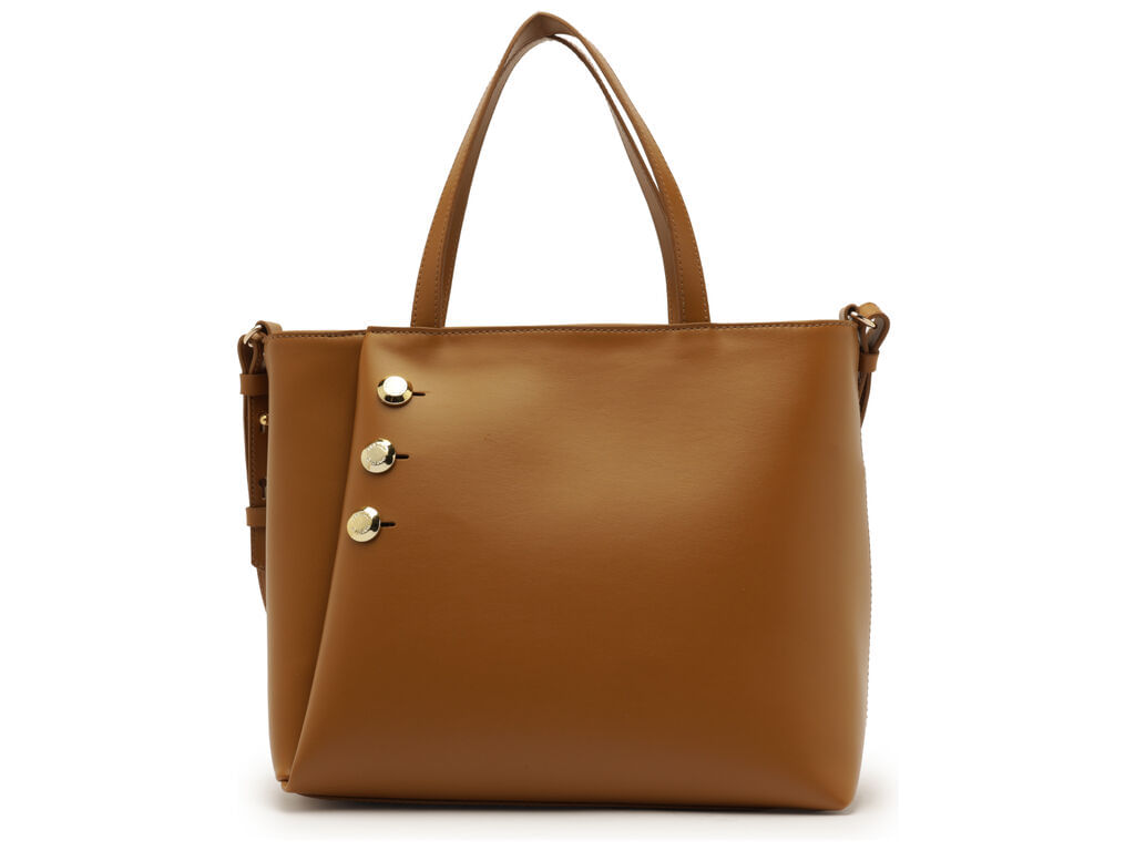 bolsa arezzo tote media caramelo botoes dourados-1