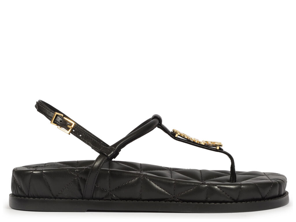 Imagem da variante: Sandália Schutz Rasteira Preta Corrente Dourada SOFT GLOSS - BLACK - 34