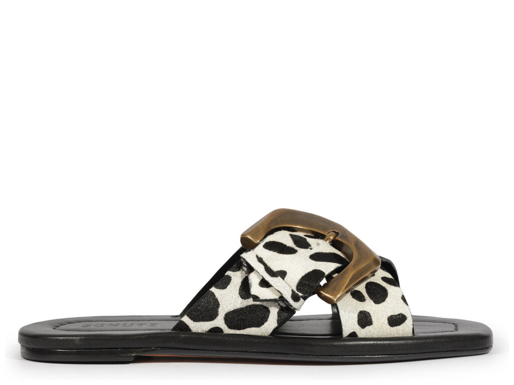 sandalia schutz rasteira pelo dalmata branco/preto-1