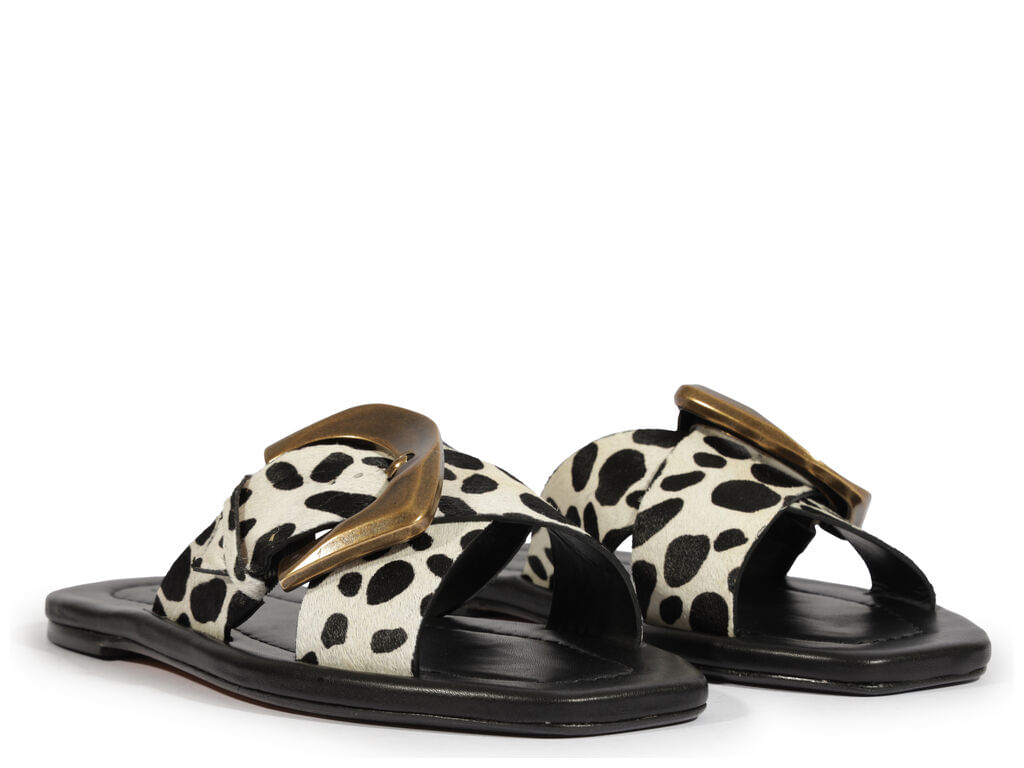 sandalia schutz rasteira pelo dalmata branco/preto-2