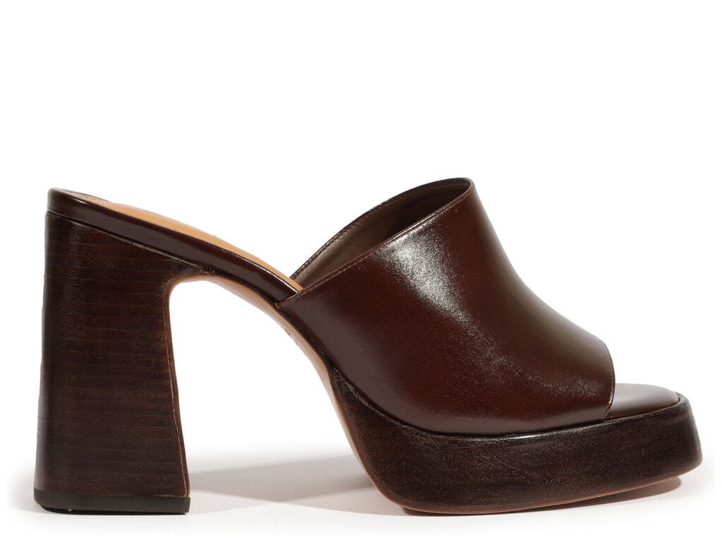 Imagem da variante: Tamanco Schutz Rowan Couro Marrom GLAZED LEAT - ROOT BROWN - 34