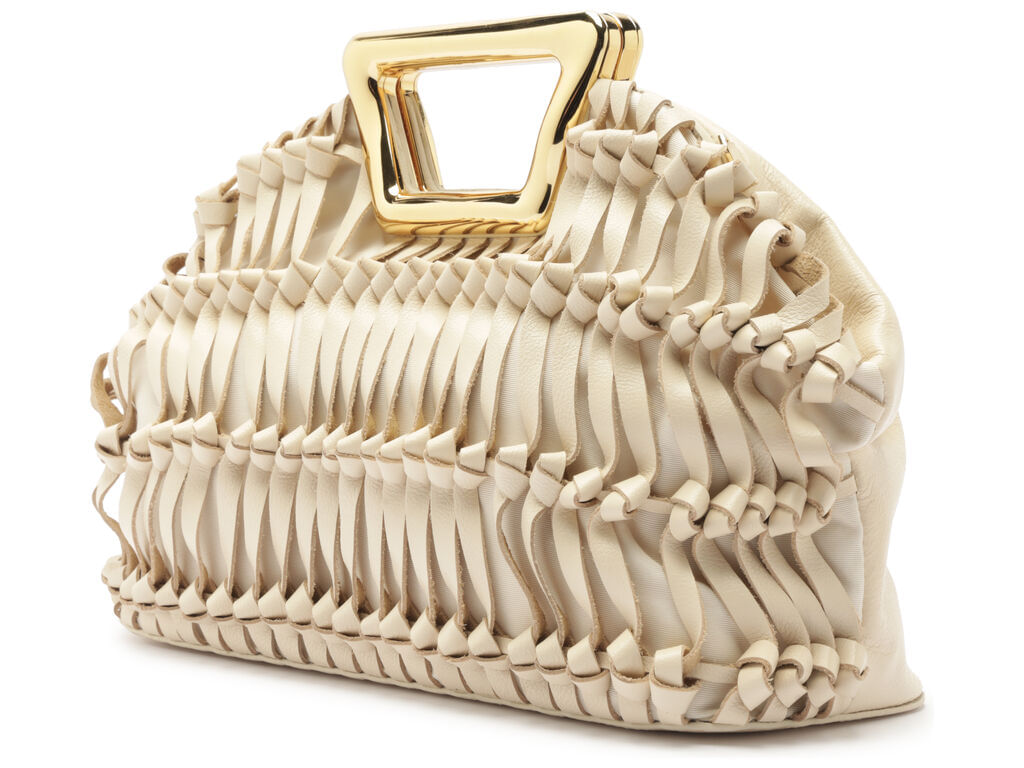 bolsa arezzo tiracolo off-white couro media alca metal-2