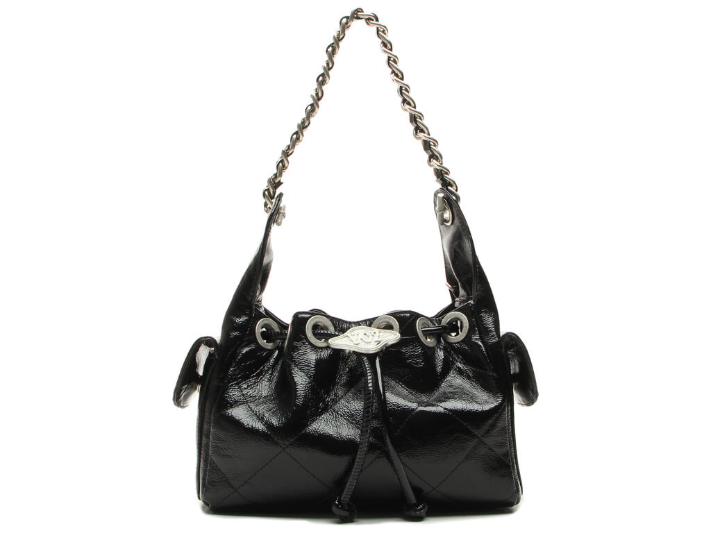 bolsa vicenza hobo couro verniz preto pequena-1