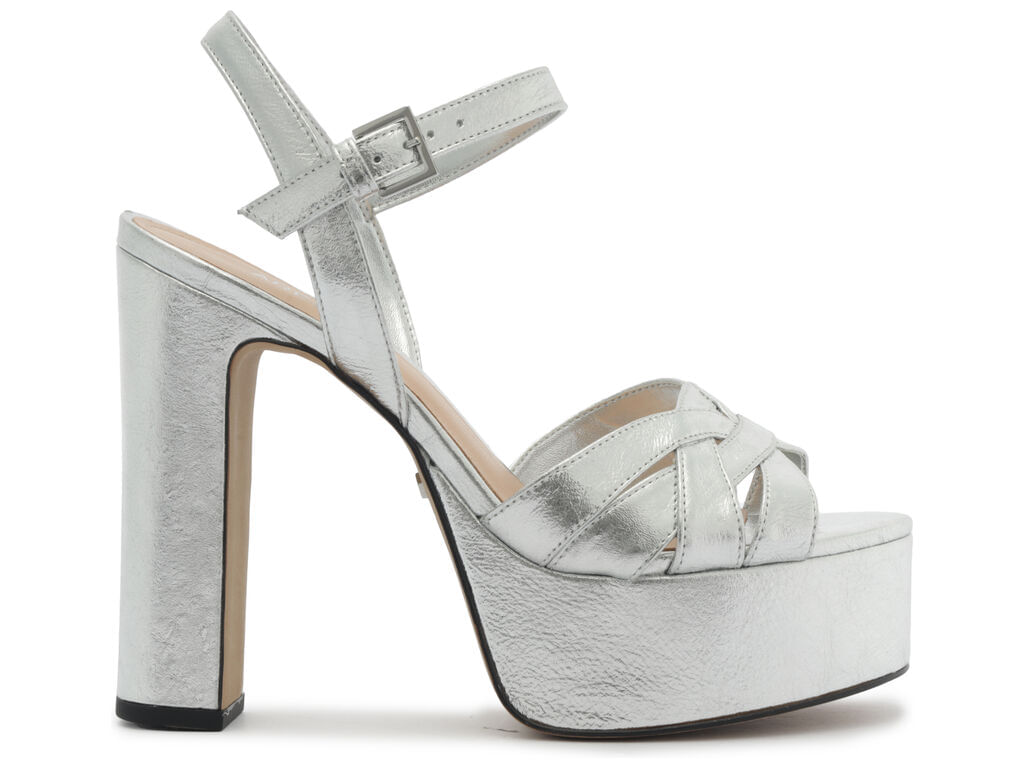 sandalia arezzo prata couro meia pata bloco fivela-1