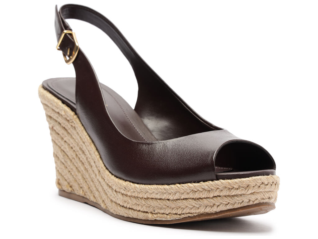 sandalia arezzo espadrille marrom couro plataforma fivela 0259-2
