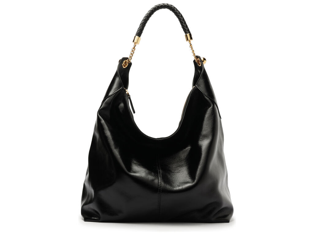 bolsa arezzo hobo preta couro grande alca metais 5001-1