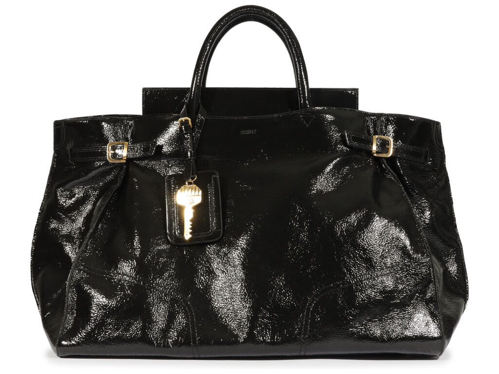 bolsa schutz maxi tote heaven couro preta verniz-1