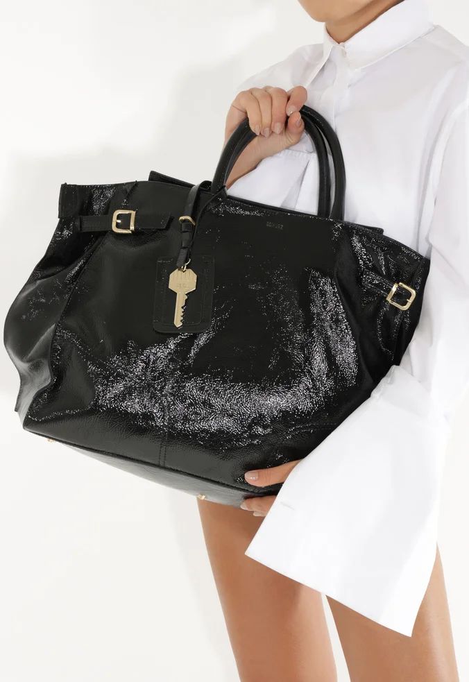 bolsa schutz maxi tote heaven couro preta verniz-2