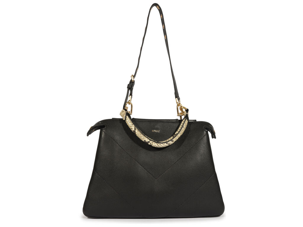 bolsa schutz tiracolo couro preta media textura snake-1