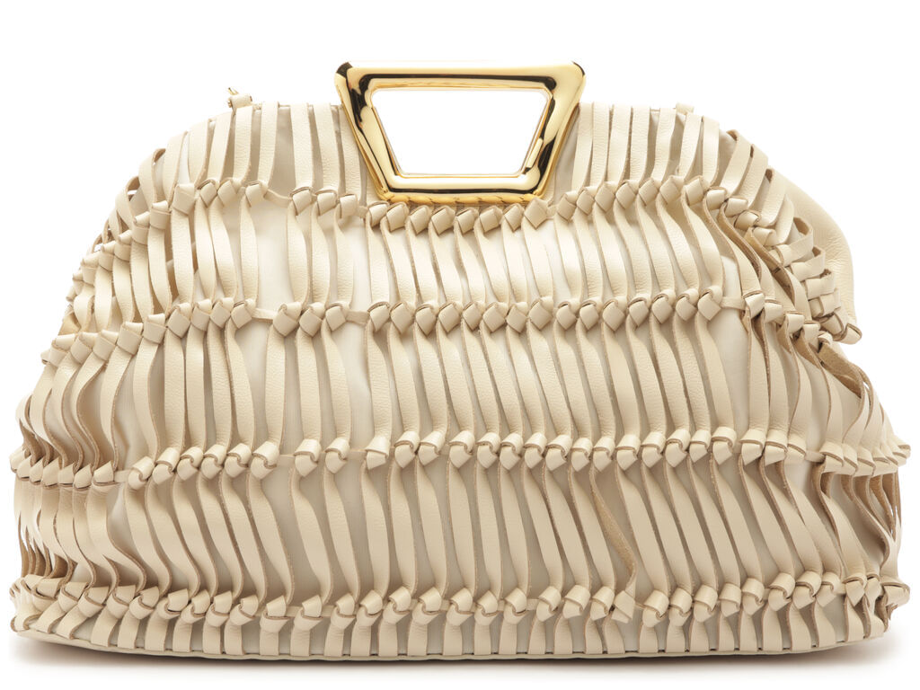 bolsa arezzo tiracolo off-white couro tramas alca dourada-1