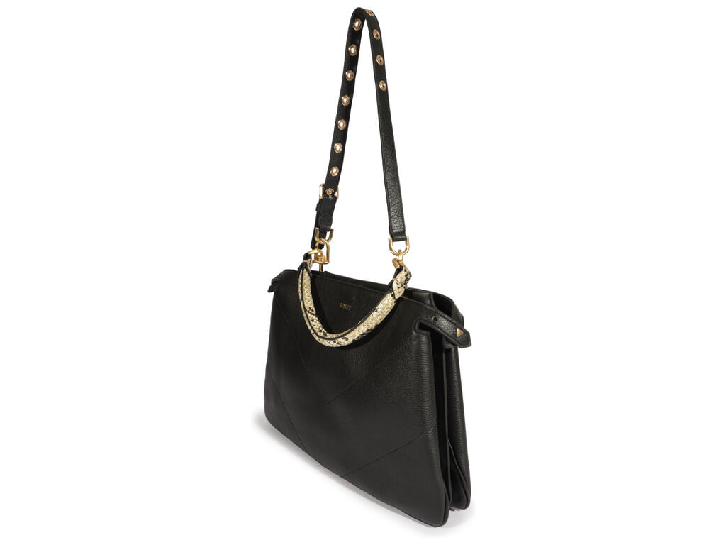 bolsa schutz tiracolo couro preta media textura snake-2