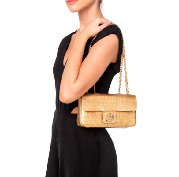 bolsa isla tiracolo new croco nata ouro bc040-2